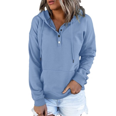 Robe à capuche à manches longues ample en couleur unie