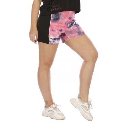 Shorts pour femmes tie-dye imprimé bicolore patchwork sport confort