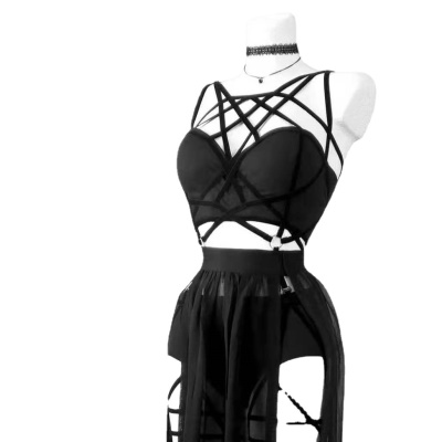 Lingerie 3 pièces sangle sarong noir