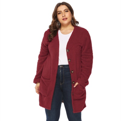 Pull double face en velours avec de grandes poches pour femmes