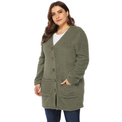 Pull double face en velours avec de grandes poches pour femmes