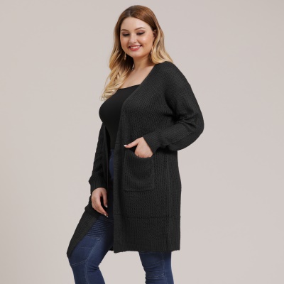 Pull femme manteau cardigan tissé grande poche