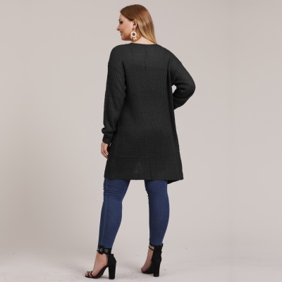 Pull femme manteau cardigan tissé grande poche