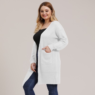 Pull femme manteau cardigan tissé grande poche
