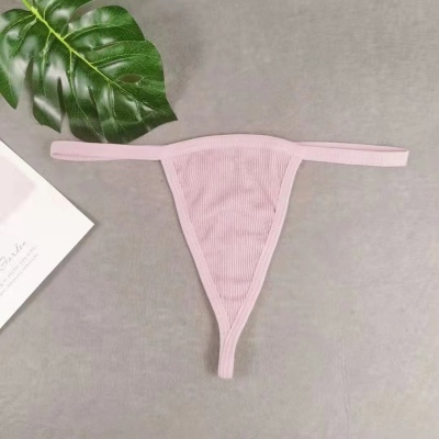 String pour femmes en coton de couleur unie