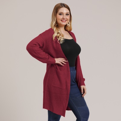 Pull femme manteau cardigan tissé grande poche