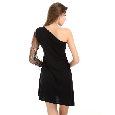 Robe sexy à une épaule manches longues pour femme
