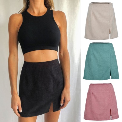 Jupe femme taille haute fendue