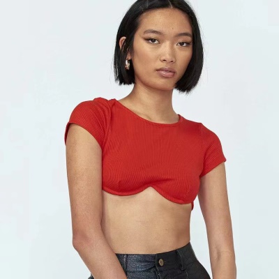 Top femme dos nu ombilical slim fit coton