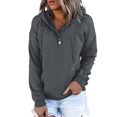 Robe à capuche à manches longues ample en couleur unie