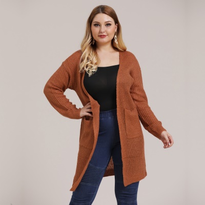 Pull femme manteau cardigan tissé grande poche