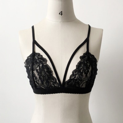 Lingerie sexuelle pour femmes noir soutien-gorge en dentelle