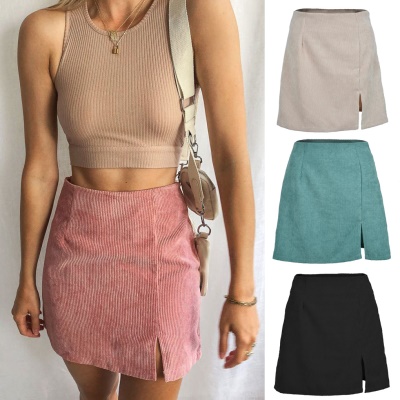 Jupe femme taille haute fendue