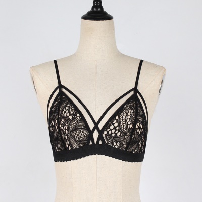 Lingerie sexuelle pour femmes noir soutien-gorge en dentelle