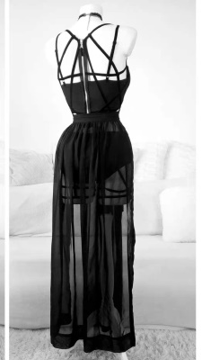 Lingerie 3 pièces sangle sarong noir