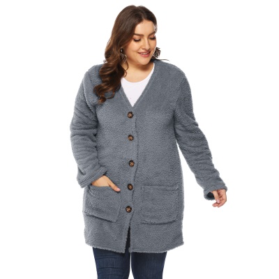 Pull double face en velours avec de grandes poches pour femmes