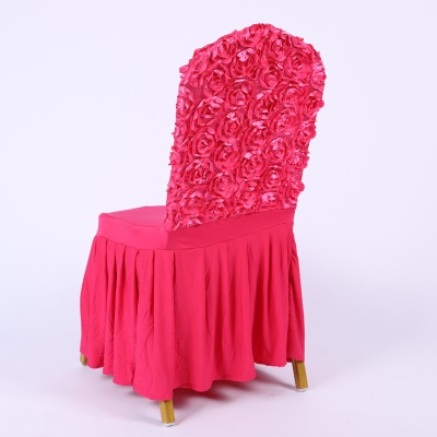 Housse de chaise plissée brodée rose