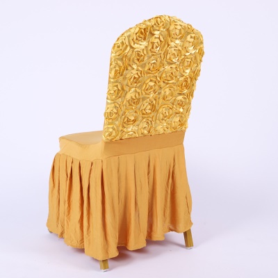 Housse de chaise plissée brodée rose