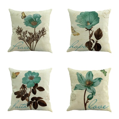 Housse de coussin vintage en lin fleuri