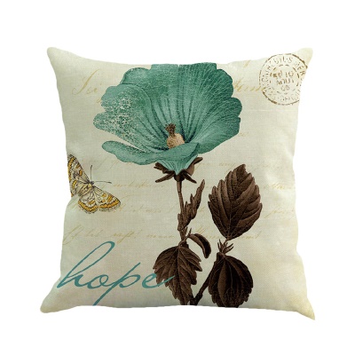 Housse de coussin vintage en lin fleuri