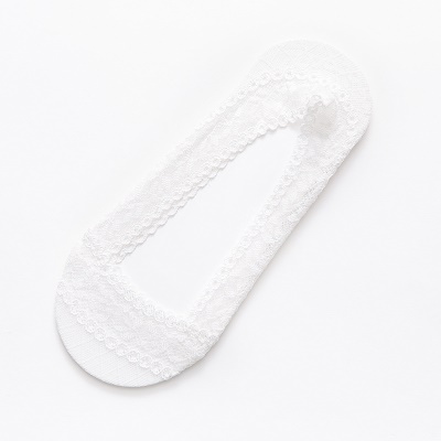 Chaussettes femmes silicone antidérapant bouche peu profonde invisible dentelle fond de coton