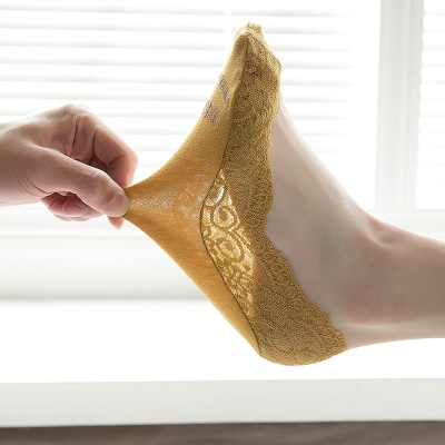 Chaussettes femmes dentelle silicone antidérapant bouche peu profonde invisible