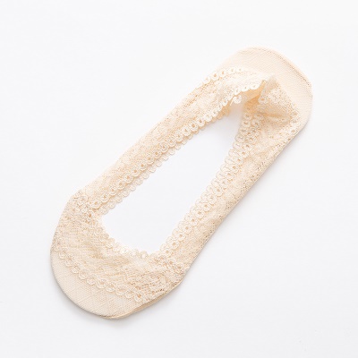Chaussettes femmes silicone antidérapant bouche peu profonde invisible dentelle fond de coton