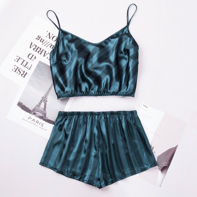 Pyjama deux-pièces en soie glacée gilet short