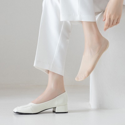 Chaussettes femmes fond de coton Ice Silk peu profond bouche