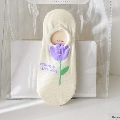 Chaussettes femmes tulipe motif maille peu profonde bouche basse invisible