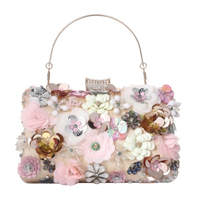 Sac de dîner fleuri sac de femme brodé de perles