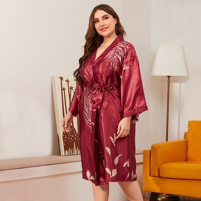 Pyjama femme Simulation sangle imprimée en soie