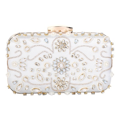 Sac de dîner en broderie perlée avec sac à main en diamant