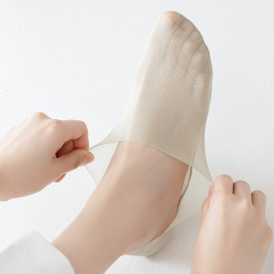 Chaussettes femmes fond de coton Ice Silk peu profond bouche