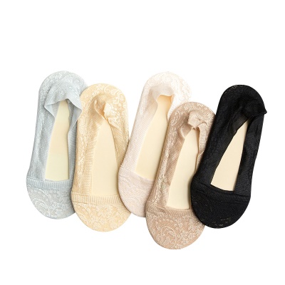 Chaussettes femmes satin dentelle silicone semelle peu profonde bouche