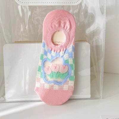 Chaussettes femmes tulipe motif maille peu profonde bouche basse invisible