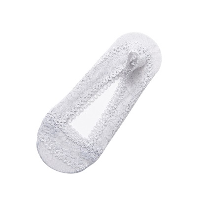 Chaussettes femmes silicone antidérapant bouche peu profonde invisible dentelle fond de coton