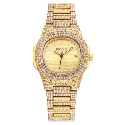 montre en acier bracelet plein anneau avec diamant imperméable