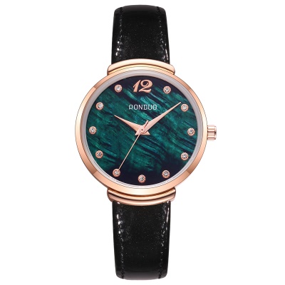 Montres pour femmes Bracelet en cuir nacré Mouvement à quartz imperméable
