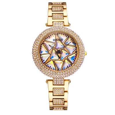 Montres pour dames cadran couleur éblouissante boîtier en alliage avec diamants