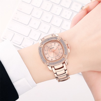 Montre pour femmes avec diamant en acier inoxydable Butterfly boucle étanche