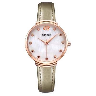 Montres pour femmes Bracelet en cuir nacré Mouvement à quartz imperméable