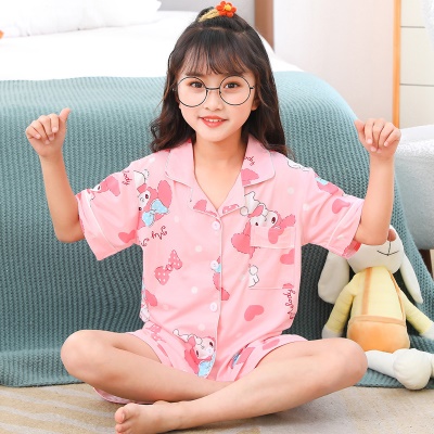 Pyjama pour enfants deux pièces mignon cardigan rose de dessin animé