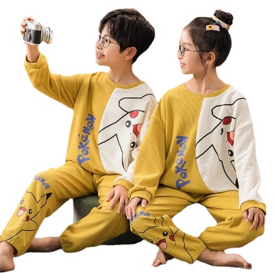 Pyjama pour enfants avec motif Pikachu jaune tissu gaufrage
