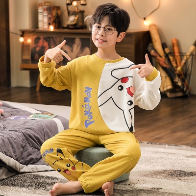 Pyjama pour enfants avec motif Pikachu jaune tissu gaufrage