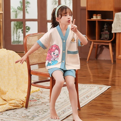 Pyjama enfants deux pièces coton mignon bande dessinée col V