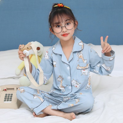 Pyjama pour enfants manches longues imprimé cardigan imitation coton
