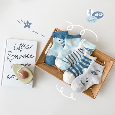 Chaussettes pour enfants minces en maille de coton peigné