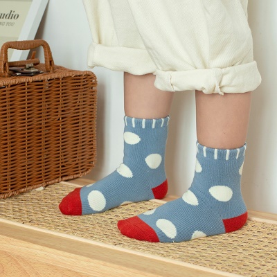 Set de 5 pcs de chaussettes pour enfants en coton à rayures à pois