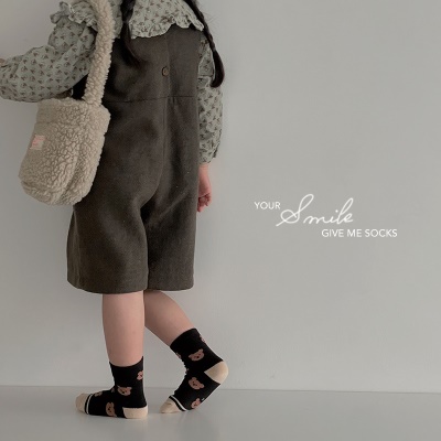 Chaussettes pour enfants ensemble de cinq pièces de bande dessinée ourson carré lettre coton